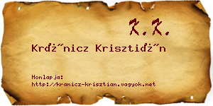 Kránicz Krisztián névjegykártya